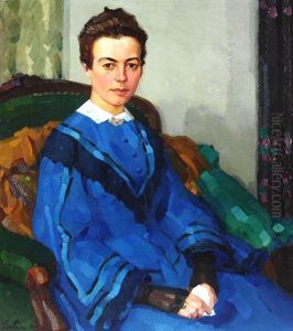 Portrat Einer Dame Im Blauen Kleid