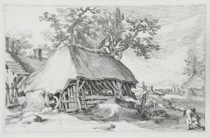 Pejzaz Z Wiejska Chata I Wedrowcem by Boetius Adams Bolswert