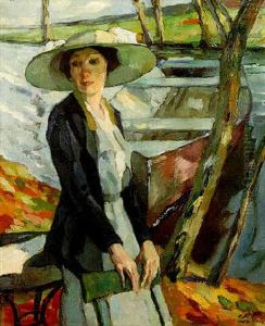 Portrait Of Frieda Blell, The Artist's Wife, Standing By A River Portrait Of Frieda Blell, The Artist's Wife, Standing By A River