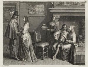 Interieur Mit Zwei Jungen Mannern Und Ihren Damen by Schelte Adams Bolswert