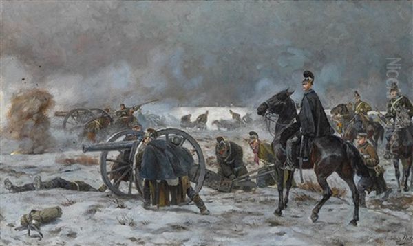 Prinz Leopold Von Bayern Zu Pferd Auf Einem Winterlichen Schlachtfeld (villepion) - view 1