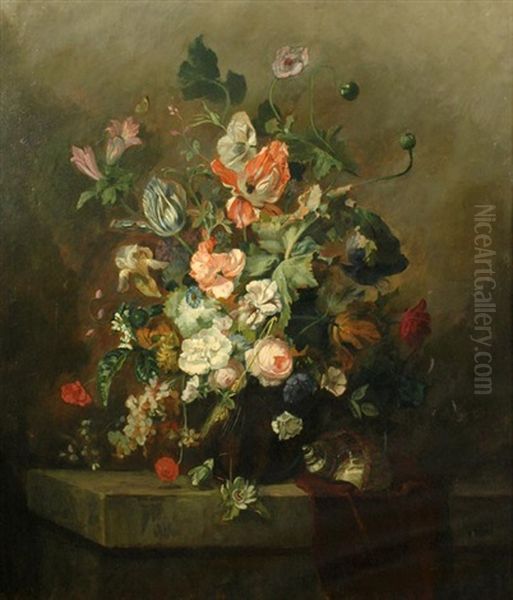 Bouquet With Tulips, Roses And Shell - view 1