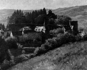 Stadt Und Burgruine In Der Eifel by Paul Puetzhofen-Hambuechen