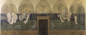 Sketch For 'les Muses Inspiratrices Acclament Le Genie...' by Pierre Puvis de Chavannes