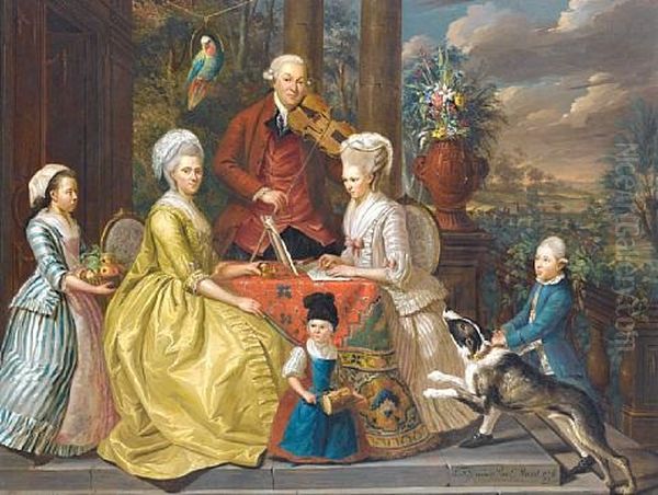 Portrait Of The Van Assche Family Seated In A Loggia, A Landscape Beyond - view 1
