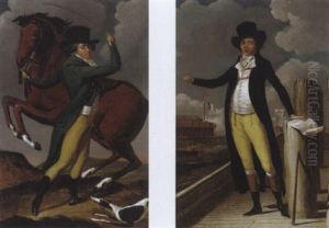 Bildnis Eines Herrn Mit Seinem Reitpferd Und Hund by Louis Francois Gerard van der Puyl