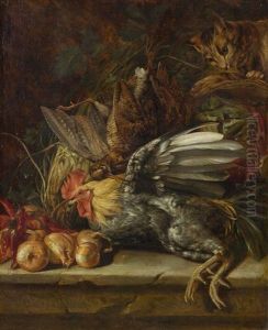 Still Life With Birds And A Cat by Christoffel Puytlinck