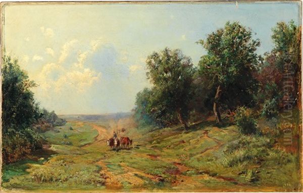 Open Landscape With Cows Returning Home - view 1