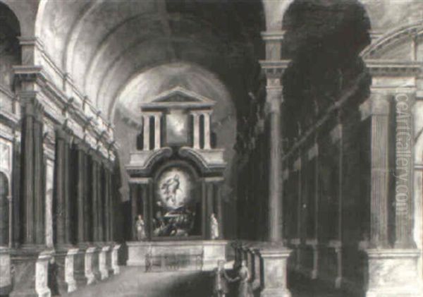 An Elegant Couple In A Church Interior - view 1