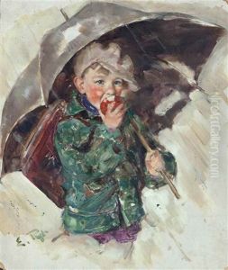 Boy Eating An Apple by Ellen Bernard Thompson Pyle