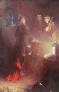 Lantern Lit Interior by Howard Pyle