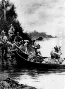 The Capture Of Elizabeth And Frances Callaway And Jemina Boone by Howard Pyle