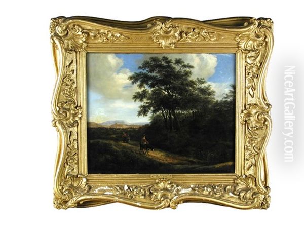 A Girl On A Donkey In A Wooded Landscape - view 1