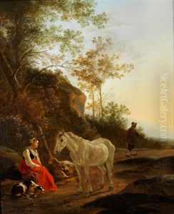 Landschaft Mit Figuren Und Pferd