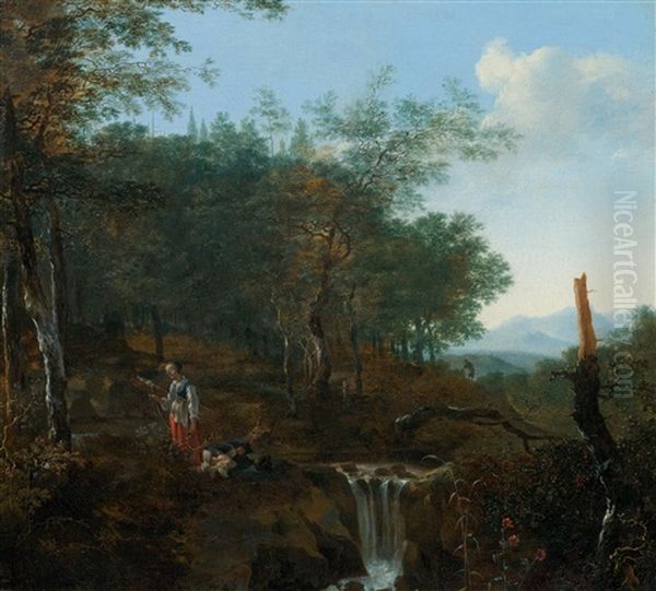 A Forest Landscape With Waterfall - view 1