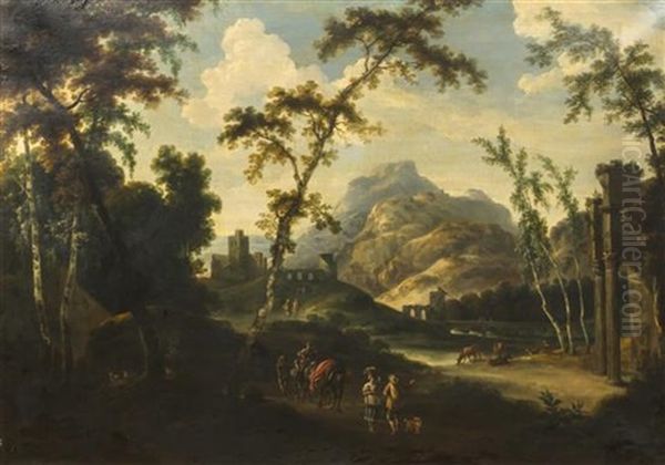 An Italianate Landscape With Travelers - view 1