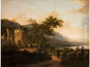 Flusslandschaft Mit Ruine by Adam Pynacker