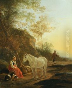 Landscape With A Shepherdess And A White Horse Landscape With A Shepherdess And A White Horse