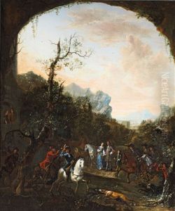 Landschaft Mit Jagdgesellschaft by Adam Pynacker