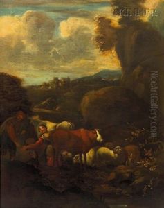 Herders And Livestock by Adam Pynacker