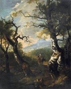 Weite Italienische Gebirgslandschaft Mit Reisenden Auf Einem Esel by Adam Pynacker