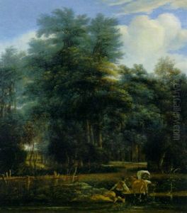 A Wooded River Landscape With A Cowherd