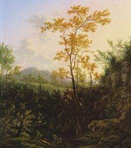 Waldlandschaft Mit Ausblick Auf Ein Gebirge by Adam Pynacker