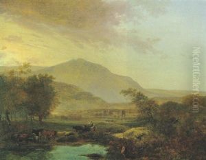 Romische Campagna-landschaft Im Abendlicht Mit Heimkehrender Herde, Im Hintergrund Der Ponte Molle