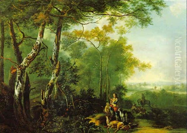 Weite Bewaldete Landschaft Mit Jaegern - view 1
