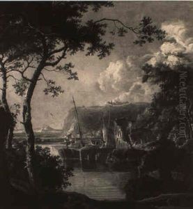 An Italianate Landscape With A Barge Moored At A Ruined Quay