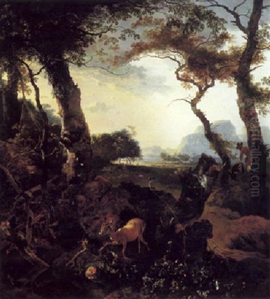 Wooded Landscape With A Pricket In The Foreground - view 1