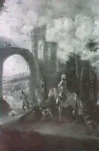 Sosta Di Cacciatori Presso Un Ponte