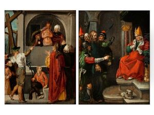 Jesus Vor Dem Hohepriester Kajaphas
Jesus Mit Dornenkrone Und Spottmantel Wird Dem Volk Vorgefuhrt by Jacob Symonsz Pynas