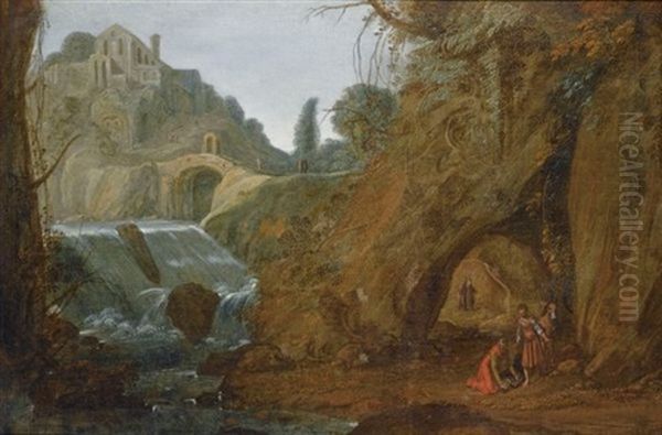 The Good Samaritan In A River Landscape - view 1