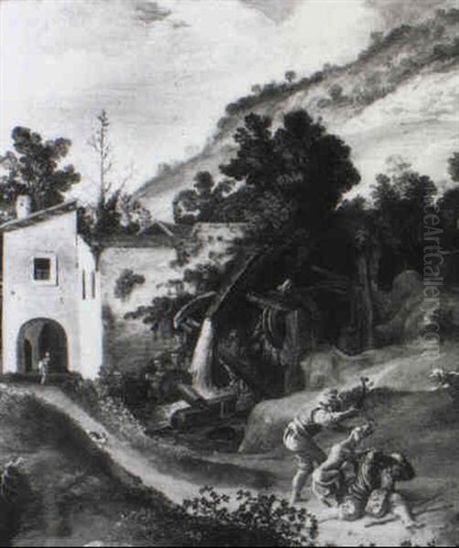 Beggar Attacked By A Peasant And A Dog - view 1