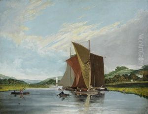 Barges On A River by James Baker Pyne