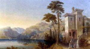 Women Before A Villa, Lake Como, Italy by James Baker Pyne