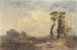 Figures Walking On A Country Lane