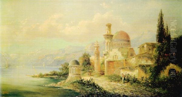 Paisaje De Un Lago Con Arquitecturas Orientales - view 1