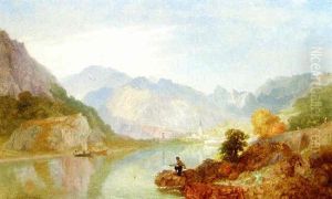 A Picnic On He Lago D'arta, With The Town Of Amegna Beyond