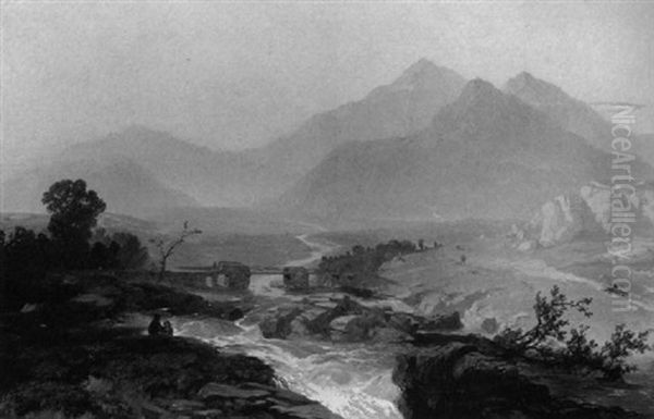 Welsh River Landscape At Sunset - view 1