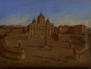 Ansicht Des Petersplatzes In Rom Mit Figurlicher Staffage by Joseph Bolzern