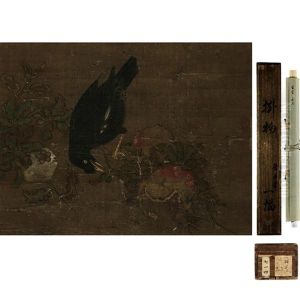 A Chinese Painting Of Starling And Pomegranates by Qian Xuan