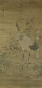 Chinese Scroll Painting Of A Crane