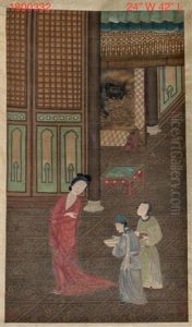 Chinese Scroll Painting On Silk - Niu Yin