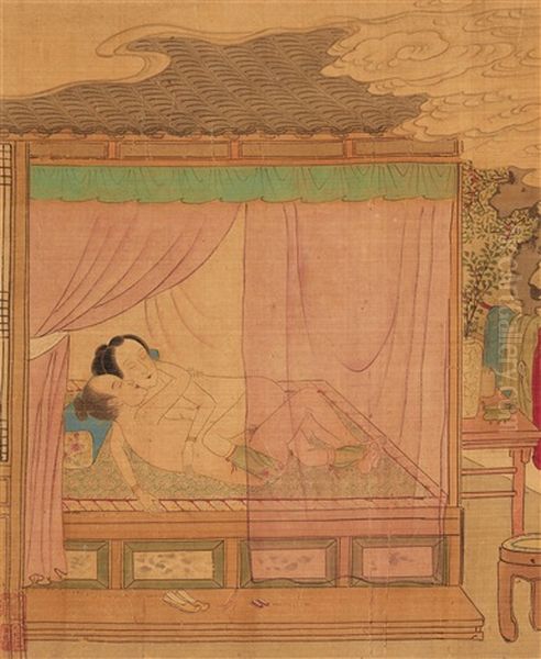 An Album With Eight Paintings On Loose Album Leaves Depicting Erotic Scenes - view 1