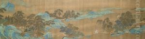 Landschaft Im Blaugrun-stil