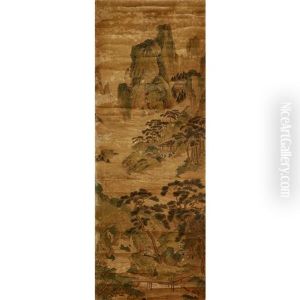 A Chinese Painting Of People In Mountain by Qiu Ying