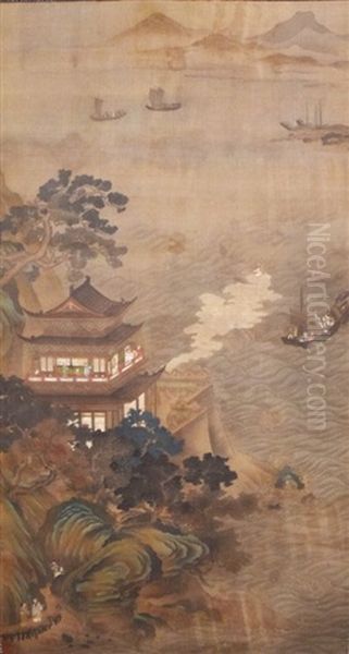 Landscape Attributed To Qiu Ying, In Wooden Box - view 1