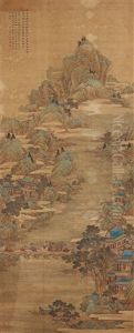 A Hanging Scroll Of A River Scene by Qiu Ying